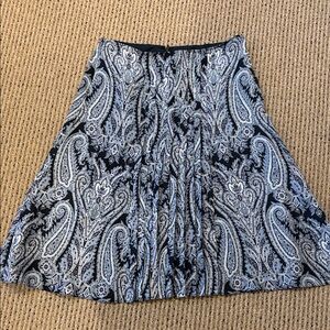 Ann Taylor Black and Gray A-Line Paisley Skirt